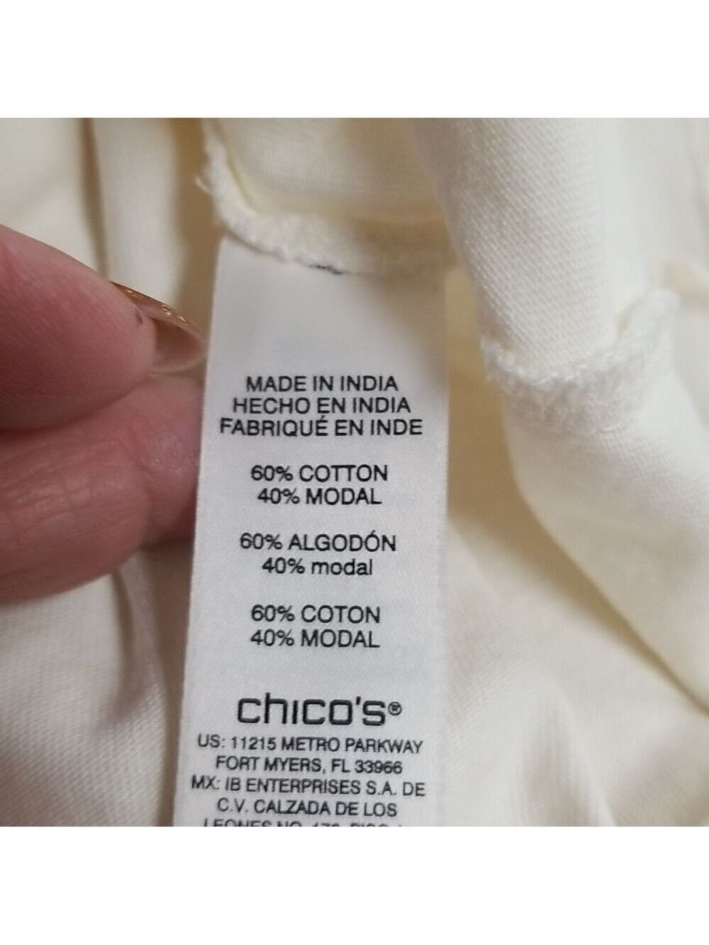 Chico's Long Sleeve Ivory Top SZ Large - Picture 6 of 7